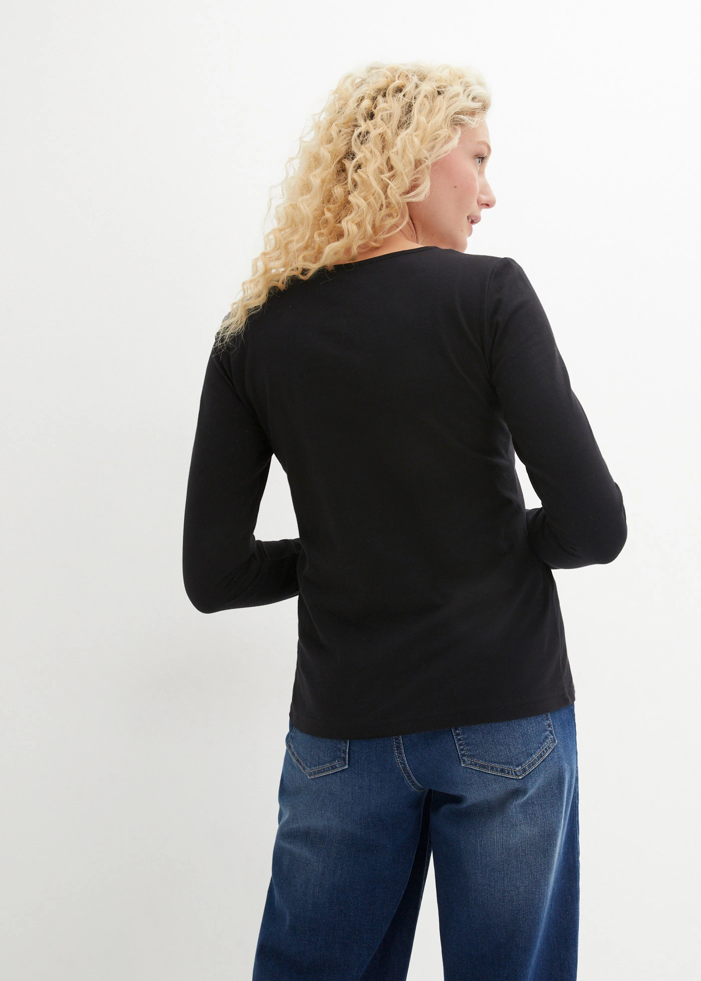 Tričko s dlouhým rukávem (2 ks v balení) • černá + černá • bonprix obchod