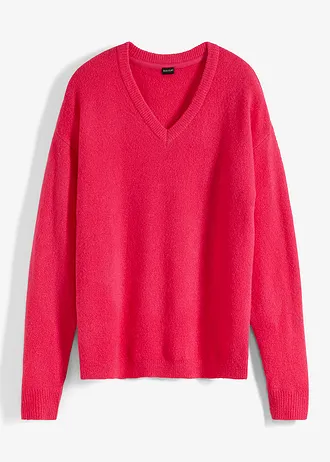 Gebreide oversized trui, Kleur: donkerpink