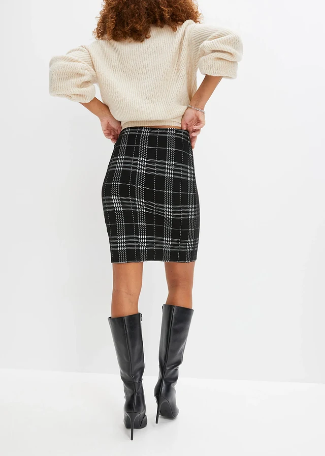 Tartan minirok, Kleur: zwart geruit