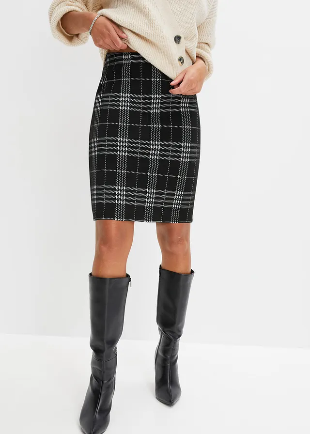 Tartan minirok, Kleur: zwart geruit
