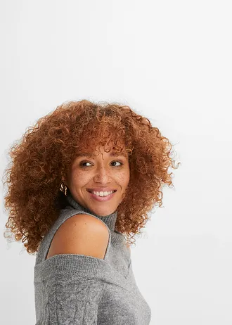 Svetr s odhalenými rameny • šedý melír • bonprix obchod