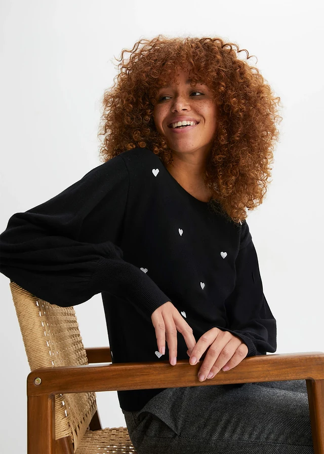 Pull en fine maille • noir imprimé • product-page.page-title-suffix