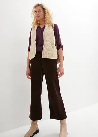 Katoenen Henley shirt met knoopsluiting, Kleur: vlierbes gemêleerd