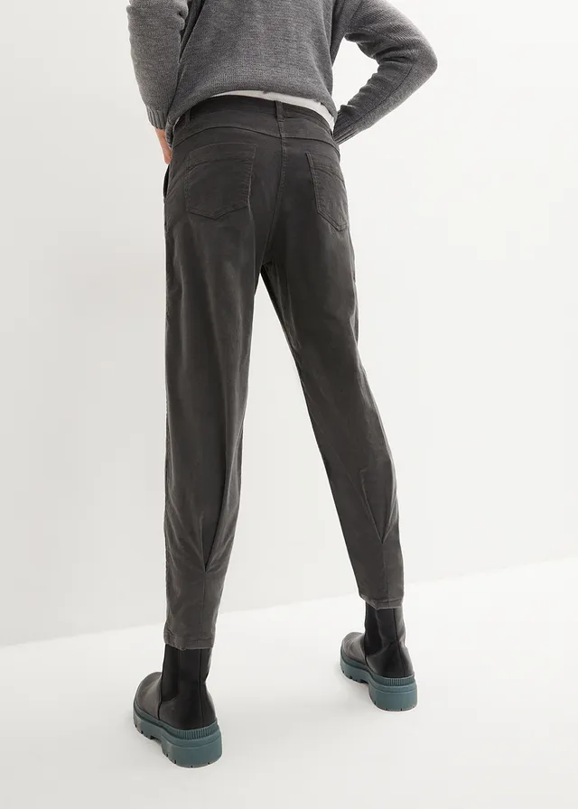 Pantalon en velours côtelé, Balloon Fit, Couleur: gris foncé