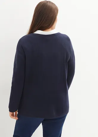 Kabátek z jemného úpletu, barva: tmavě modrá