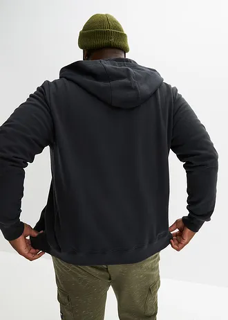 Rozepínací mikina s kapucí, z čisté organické bavlny, barva: černá