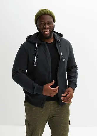 Rozepínací mikina s kapucí, z čisté organické bavlny, barva: černá