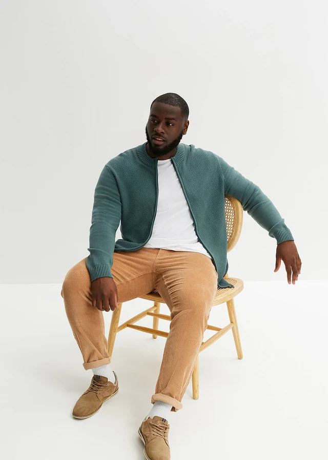 Gilet en fine maille 100% coton, Couleur: gris vert