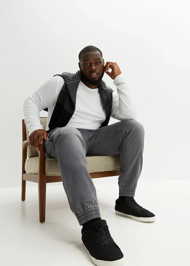 Joggingové džíny Regular Fit, s pružným pasem, Straight, barva: šedý denim