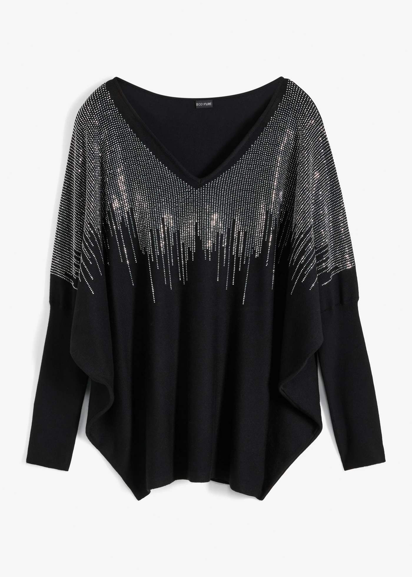 Pull en fine maille avec strass • noir • Boutique bonprix