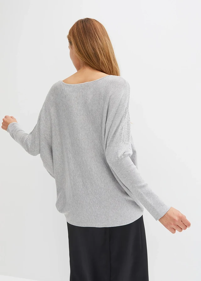 Pull en fine maille avec strass • gris clair chiné • product-page.page-title-suffix
