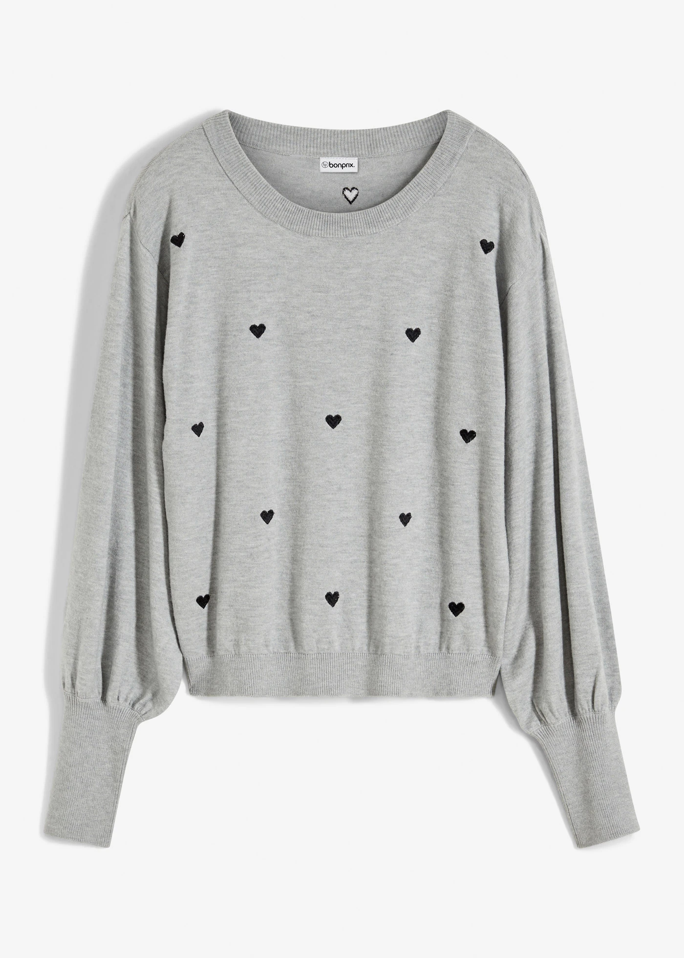 Pull en fine maille • gris chiné • Boutique bonprix