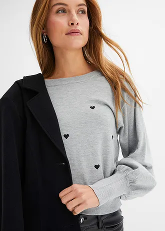 Pull en fine maille • gris chiné • Boutique bonprix