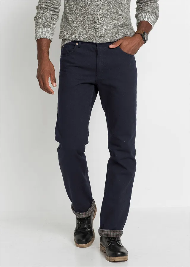 Jean droit, coupe classique, doublure chaude en flanelle • noir denim • product-page.page-title-suffix