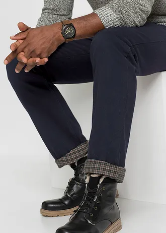 Jean droit, coupe classique, doublure chaude en flanelle • noir denim • Boutique bonprix