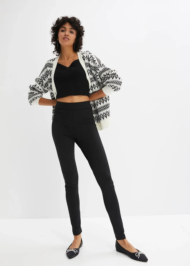 High waist thermo legging met brede comfortband, Kleur: zwart