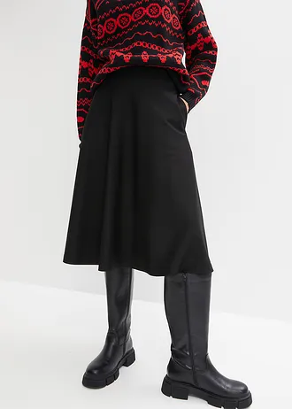 Midi sukně ze směsi s viskózou, délka pod kolena • černá • bonprix obchod