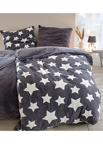 Parure de lit réversible Cashmere Touch motif étoiles, Couleur: gris