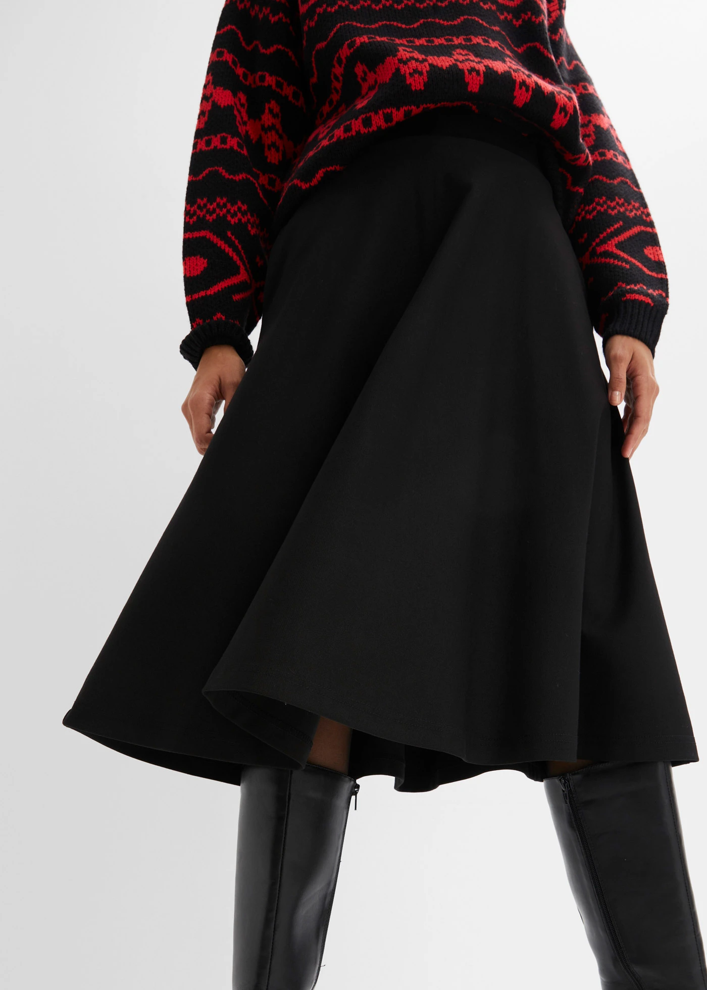 Midi sukně ze směsi s viskózou, délka pod kolena • černá • bonprix obchod