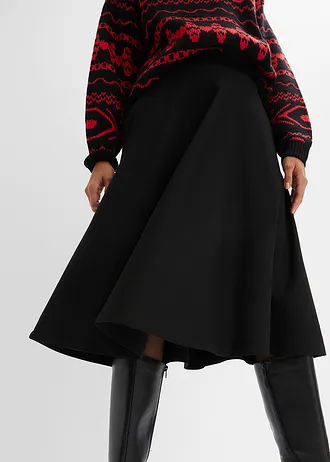 Midi sukně ze směsi s viskózou, délka pod kolena • černá • bonprix obchod