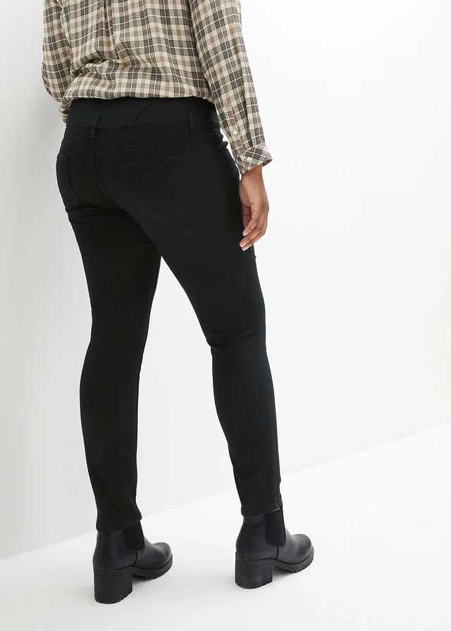 Jean skinny taille haute, chaud et sculptant, Couleur: noir denim