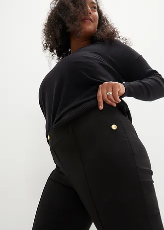 Stretch instapbroek met sierknopen • zwart plus size • bonprix online shop
