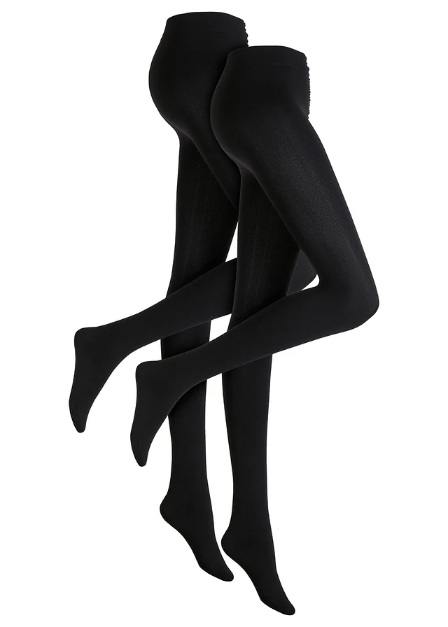 Thermo panty 140 den met zachte fleece  (set van 2), Kleur: zwart-zwart