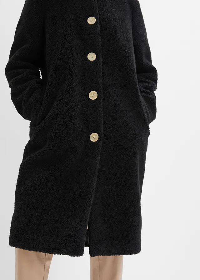 Manteau en sherpa avec capuche et poches • noir • product-page.page-title-suffix