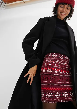 Minirok met Noors patroon van een katoen-elastan-mix • esdoornrood-aardbeirood-zwart-wolwit Noors patroon • bonprix online shop