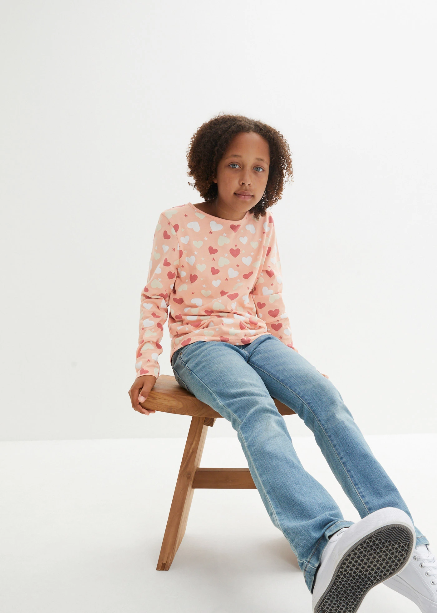 Dívčí tričko s dlouhým rukávem, z čisté organické bavlny (3 ks v balení) • přírodní melír+světle korálová • bonprix obchod