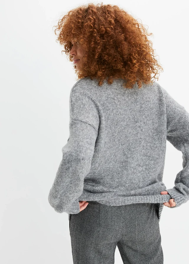 Pull motif étoile, Couleur: gris chiné