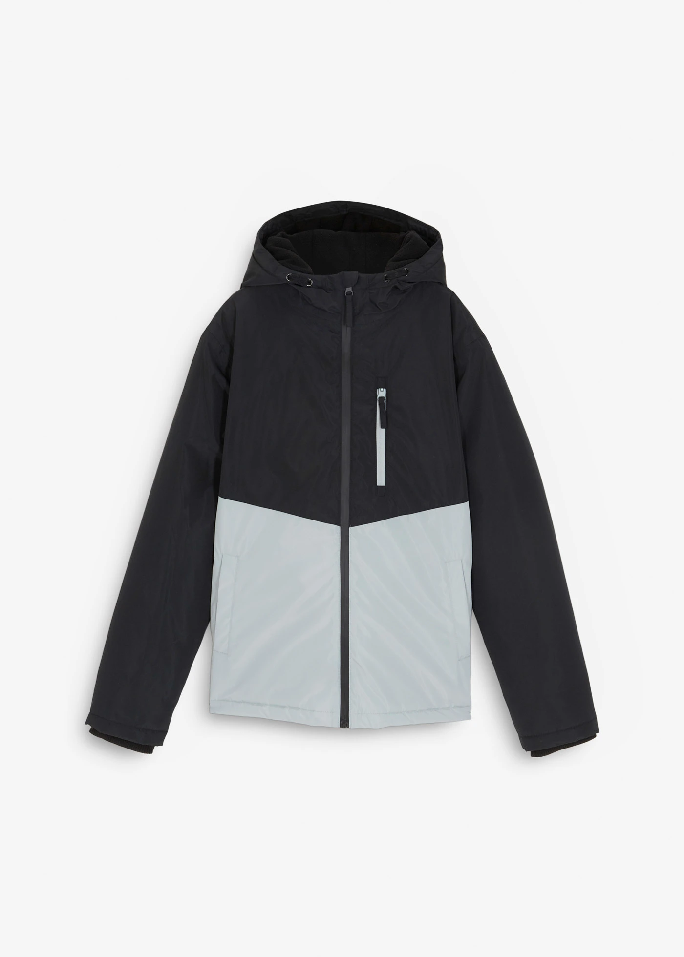 Parka d’hiver imperméable à capuche, style color block • noir-gris argent • Boutique bonprix