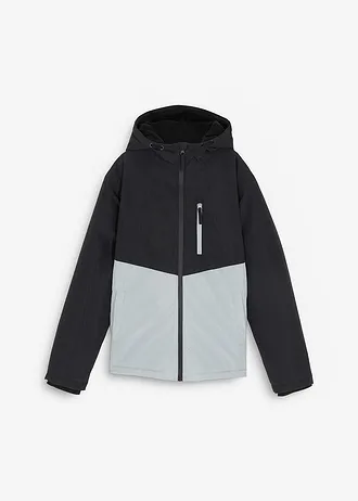 Parka d’hiver imperméable à capuche, style color block • noir-gris argent • Boutique bonprix