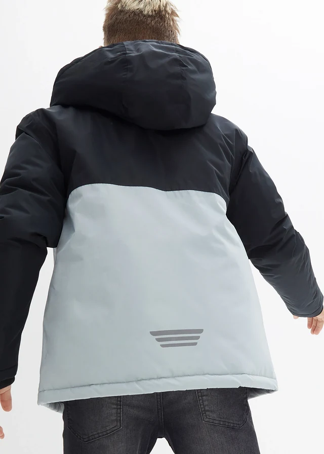Parka d’hiver imperméable à capuche, style color block • noir/gris argent • product-page.page-title-suffix