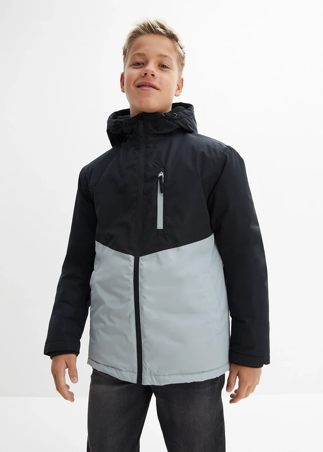 Parka d’hiver imperméable à capuche, style color block • noir/gris argent • product-page.page-title-suffix
