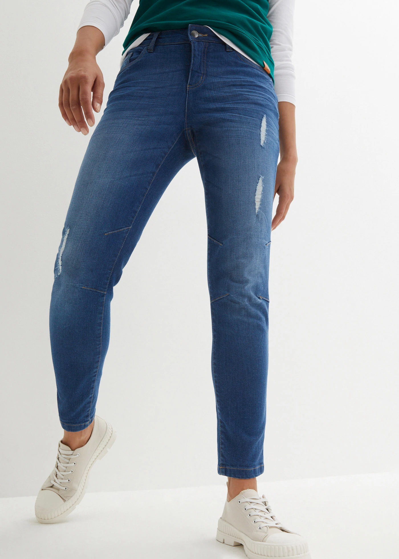 Stretch boyfriend jeans • middenblauw used • bonprix online shop