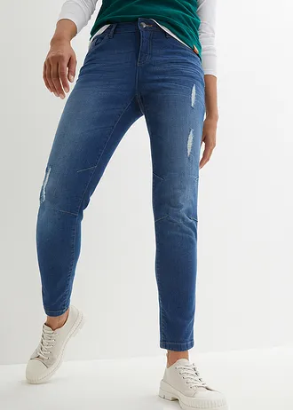 Stretch boyfriend jeans • middenblauw used • bonprix online shop