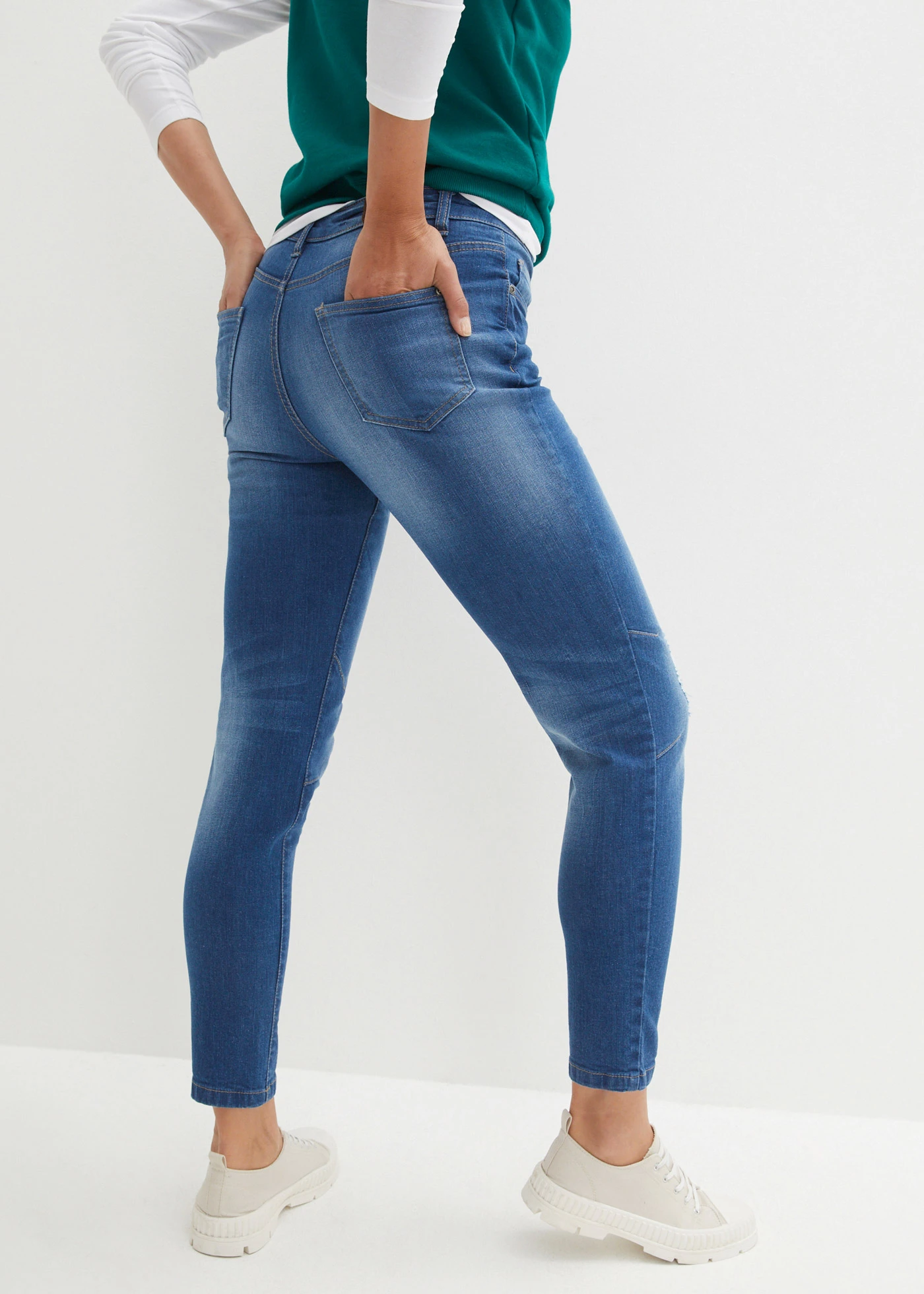 Stretch boyfriend jeans • middenblauw used • bonprix online shop