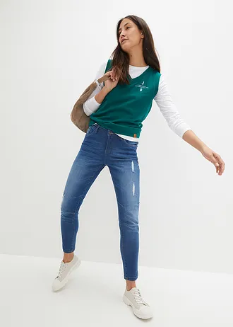 Stretch boyfriend jeans • middenblauw used • bonprix online shop