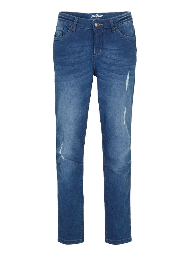 Stretch boyfriend jeans • middenblauw used • bonprix online shop