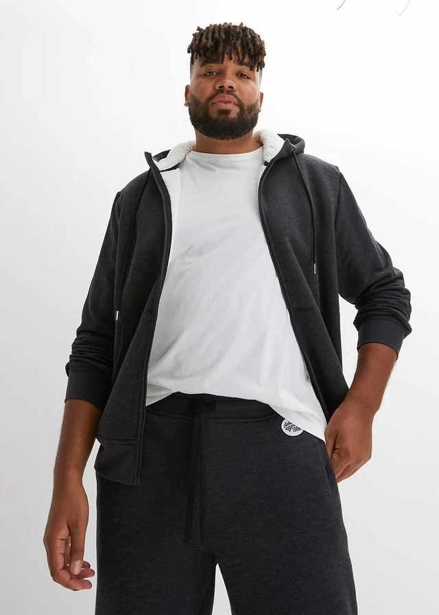 Gilet thermique en molleton doublé sherpa, Couleur: anthracite chiné