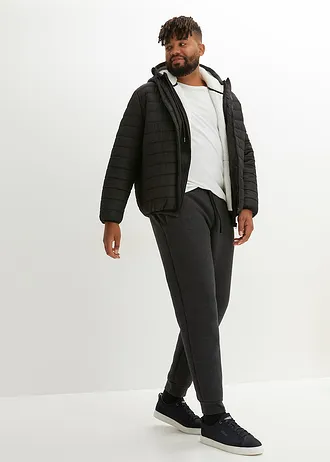 Termo joggingové kalhoty s hebkou flísovou podšívkou, barva: antracitový melír/přírodní bílá melír