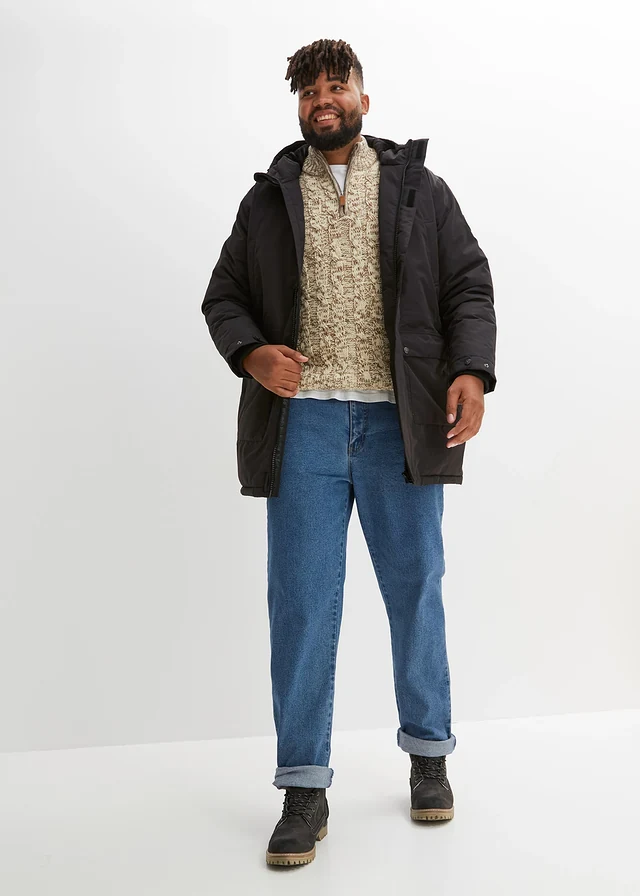 Parka d’hiver imperméable avec duvet véritable, Couleur: noir
