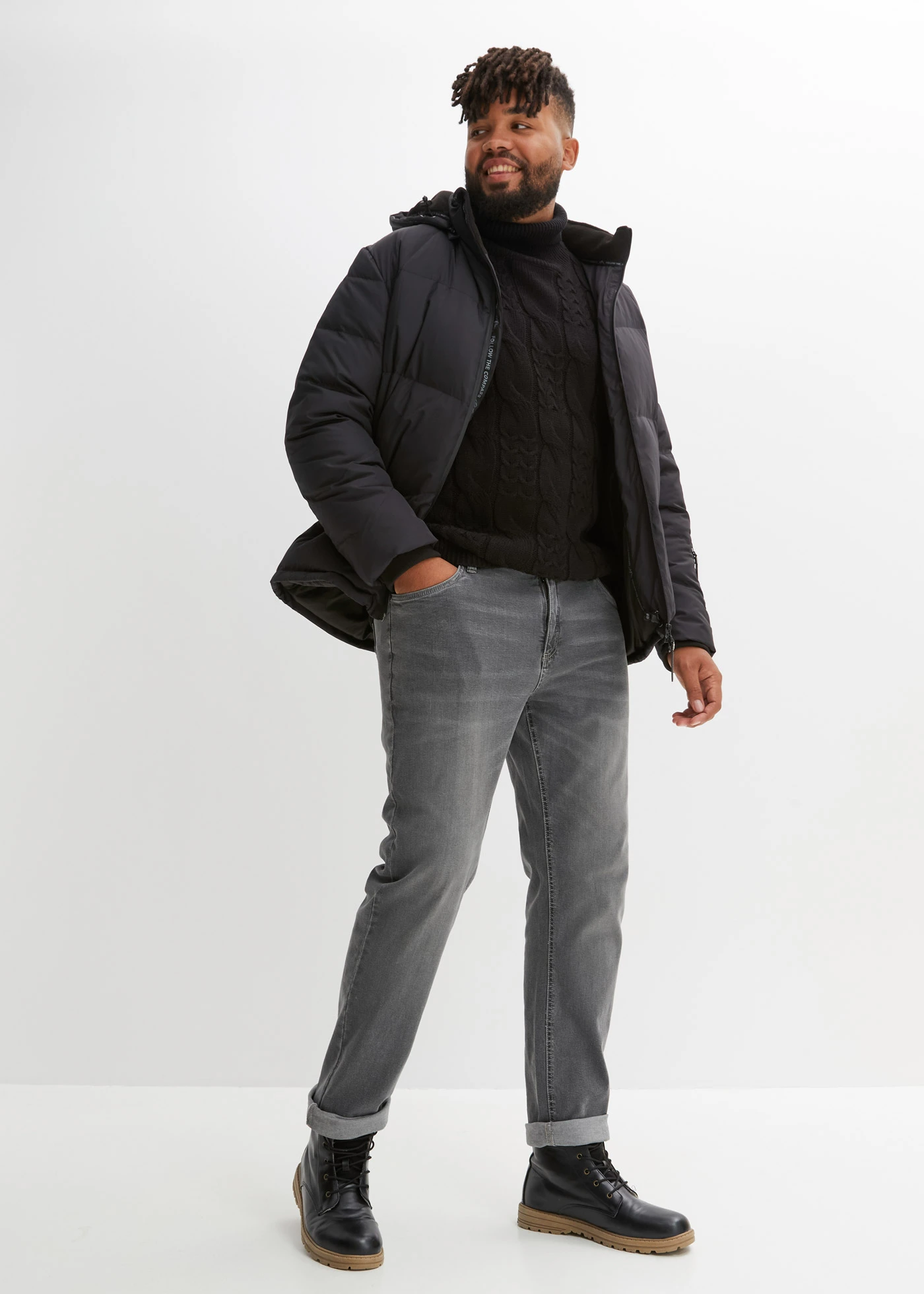 waterafstotend echt donsjack met Bionic-coating • zwart plus size • bonprix online shop