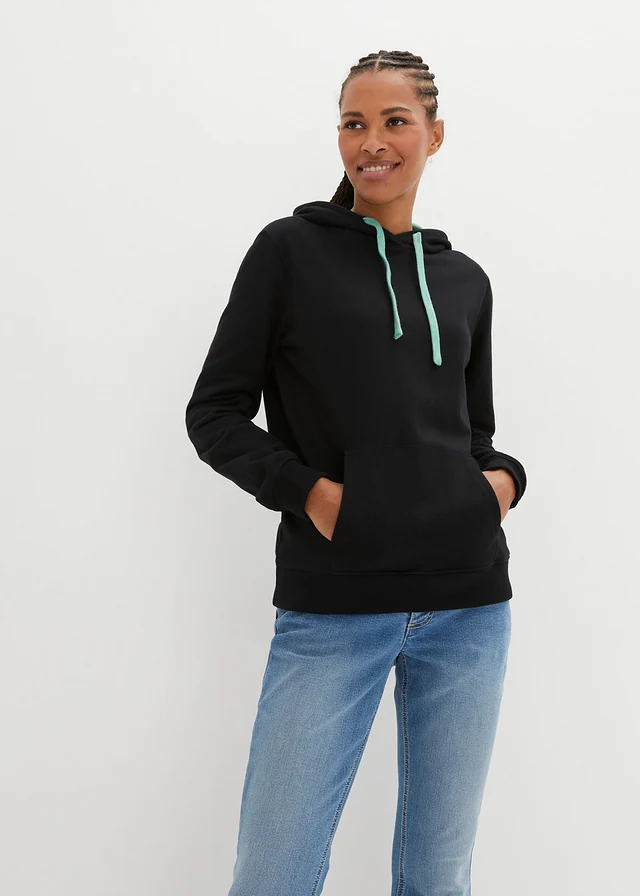 Sweat-shirt à capuche avec détails contrastants • noir/vert sauge • product-page.page-title-suffix