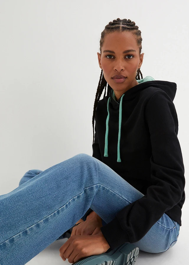 Sweat-shirt à capuche avec détails contrastants • noir/vert sauge • product-page.page-title-suffix