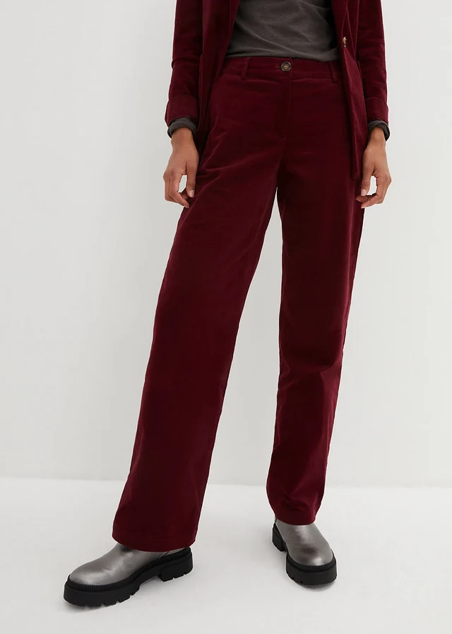 Pantalon en velours côtelé extensible, Couleur: rouge érable