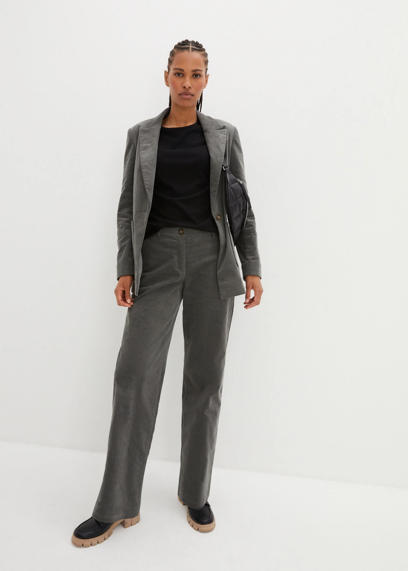 Kordové nohavice z elastického bavlneného mixu • tmavosivá • obchod bonprix