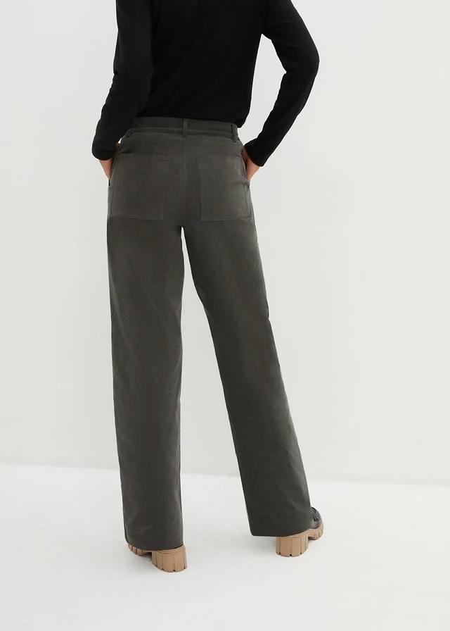 Pantalon en velours de coton côtelé extensible • gris foncé • Boutique bonprix