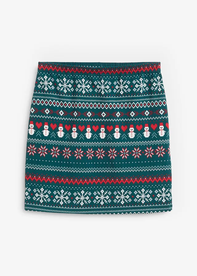 Mini sukňa s nórskym vzorom z mixu bavlny a elastanu